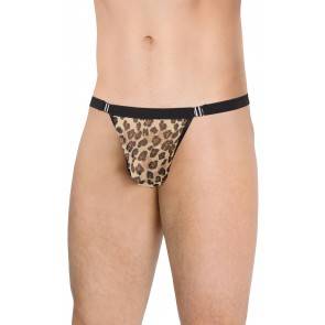 Стринги мужские с крупным принтом леопард SoftLine Collection, коричневые, OS