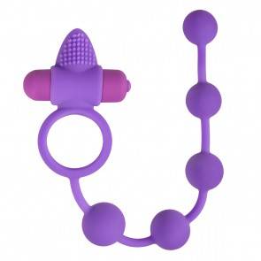Эрекционное Виброкольцо с Анальной Цепочкой Easytoys Triple Pleasure Couple Toy ET345PUR