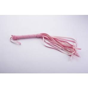 Плеть гладкая (флогер) розовая из кожи с жесткой рукоятью общей длиной 40 см 5018-4