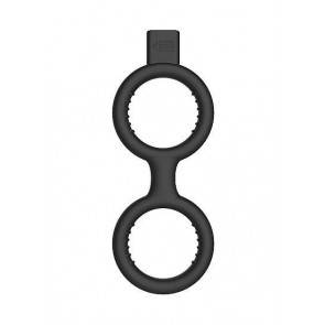 Вибрирующее кольцо на пенис E-Stim Cock Ring with Ballstrap Black SH-ELC005BLK