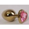 Анальная пробка 4sexdream золото 7,5 х 2,8 см с сердечком розовый страз размер-S 47193-MM Золотистый 4sexdream