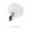 Анальная пробка TOYFA Metal, маленькая, металл+искусственный мех, серебристая, с белым хвостиком Серебристо-белый Metal by TOYFA
