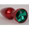 Анальная пробка 4sexdream металл 11,2х2,9см красная с зеленым стразом размер-L 47199-2-MM Красный 4sexdream