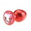 Анальная пробка 4sexdream металл красная с розовым стразом 7,6х2,8см 47414-MM Красный 4sexdream