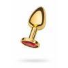 Красивая анальная пробка, маленькая, золотая, с красным кристалом Золотистый Пикантные штучки