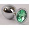 Анальная пробка 4sexdream серебряная с зеленым кристаллом 3,4х8,2 47046-1-MM Серебристый 4sexdream