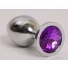 Анальная пробка 4sexdream серебряная с фиолетовым кристаллом L 9,5х4см 47020-2-MM Серебристый 4sexdream