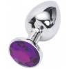 Анальная пробка 4sexdream серебряная с фиолетовым кристаллом S 2,8 х 7,6 47020-MM Серебристый 4sexdream