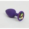 Анальная пробка 4sexdream силиконовая фиолетовая с радужным стразом 7,6х2,8 см 47514-MM Фиолетовый 4sexdream
