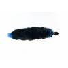 Анальная пробка с голубым лисьим хвостом черного цвета диам.32мм Wild lust