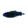 Анальная пробка с синим лисьим хвостом черного цвета диам.32мм Wild lust