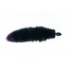 Анальная пробка с фиолетовым лисьим хвостом черного цвета диам.32мм Wild lust