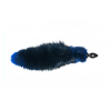 Анальная пробка с синим лисьим хвостом черного цвета диам.40мм Wild lust