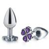 Пробка анальная 4sexdream металл 7,5х2,8см с сердечком фиолетовый страз 47439-5MM Серебристый 4sexdream