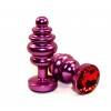 Анальная пробка 4sexdream металл 7,3х2,9см фигурная фиолетовая красный страз 47429-2MM Фиолетовый 4sexdream