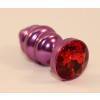 Анальная пробка 4sexdream металл 7,3х2,9см фигурная фиолетовая красный страз 47429-2MM Фиолетовый 4sexdream