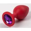 Анальная пробка 4sexdream силиконовая красная с фиолетовым стразом 9,5х4см 47115-2-MM Красный 4sexdream