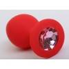 Анальная пробка 4sexdream силиконовая красная с розовым стразом 8,2х3,5см 47403-1MM Красный 4sexdream