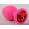 Анальная пробка 4sexdream силиконовая розовая с алым кристаллом 9,5х4см 47083-2MM Розовый 4sexdream