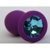 Анальная пробка 4sexdream силиконовая фиолетовая с голубым стразом 9,5х4см 47406-2MM Фиолетовый 4sexdream