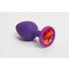 Анальная пробка 4sexdream силиконовая фиолетовая с красным кристаллом 7,1 х 2,8 см 47069-MM Фиолетовый 4sexdream