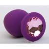 Анальная пробка 4sexdream силиконовая фиолетовая с розовым стразом 8,2х3,5см 47407-1MM Фиолетовый 4sexdream