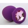 Анальная пробка 4sexdream силиконовая фиолетовая с розовым стразом 9,5х4см 47407-2MM Фиолетовый 4sexdream