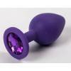 Анальная пробка 4sexdream силиконовая фиолетовая с фиолетовым стразом 8,2 х 3,5 см 47133-MM Фиолетовый 4sexdream