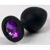 Анальная пробка 4sexdream силиконовая черная с фиолетовым стразом 9,5х4см 47121-2-MM Черный 4sexdream