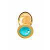Красивая анальная пробка, маленькая, золотая, с синим кристаллом Золотистый Пикантные штучки