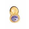 Красивая анальная пробка, большая, золотая с нежно-фиолетовым кристаллом Золотистый Пикантные штучки