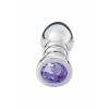 Красивая анальная пробка, большая, серебристая, с фиолетовым кристаллом Серебристый Пикантные штучки